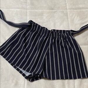 High Waist Navy and White Striped Shorts